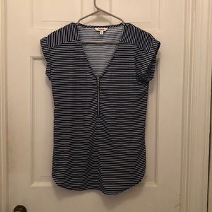 Express navy blue striped zipper shirt